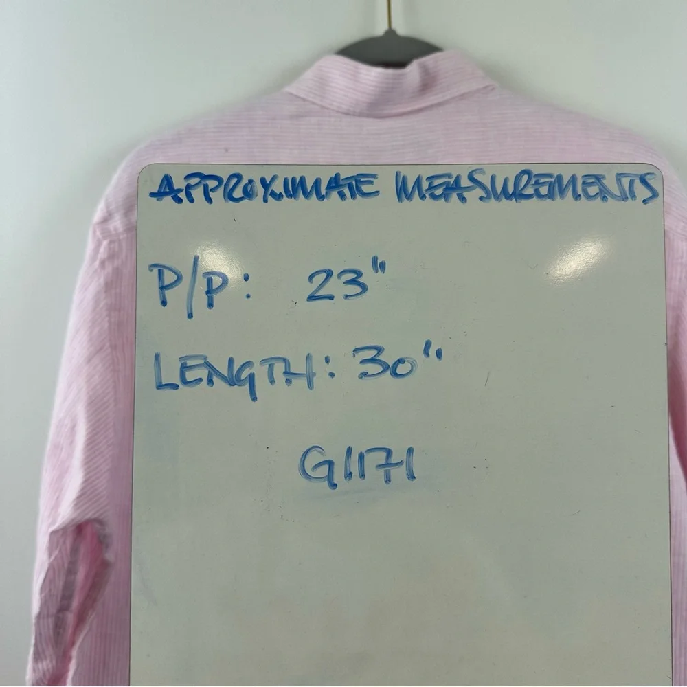 J.McLaughlin Pink Stripe Linen Shirt Size XL 100% Linen - Picture 6 of 6